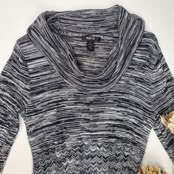 Style & Co. Grey Blk Stripe Cowl Neck Dress Small - Picture 9 of 12